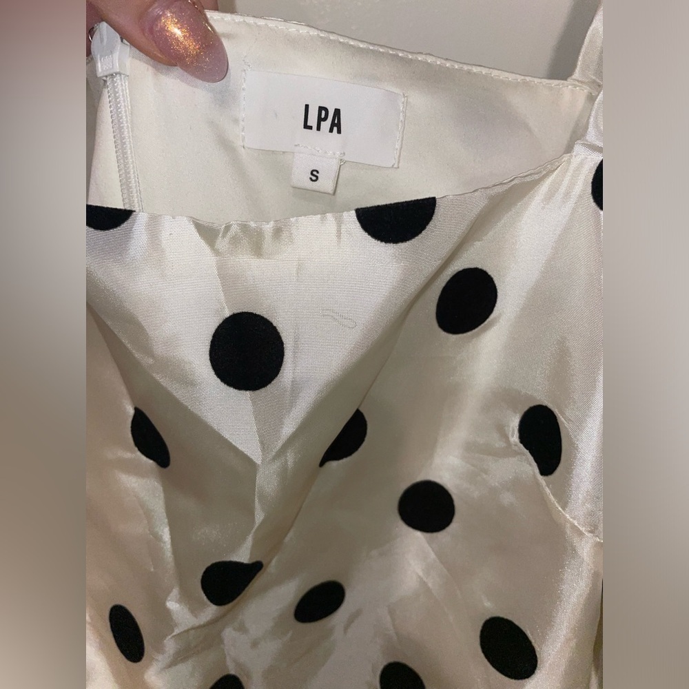 New! LPA Hailey Dress Black & White Polka Dots Mini Feather Dress 🖤 Small - Picture 14 of 15